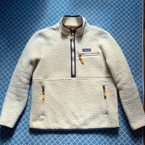 Women’s Patagonia Retro Pile Marsupial Half Zip Sherpa Fleece Beige/Cream color